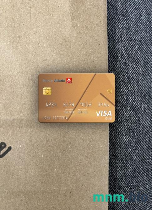 Panama Banco Aliado bank visa gold card wygląd fotograficzny skan PSD + zdjęcie